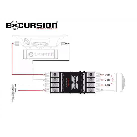 Excursion SHX-6C 2-drożny samochodowy zestaw głośnikowy: 2 woofery 165mm, 2 tweetery 25mm, 2 zwrotnice - 3ohm, 90/250W, 92dB, 50-21000Hz, głębokość 60